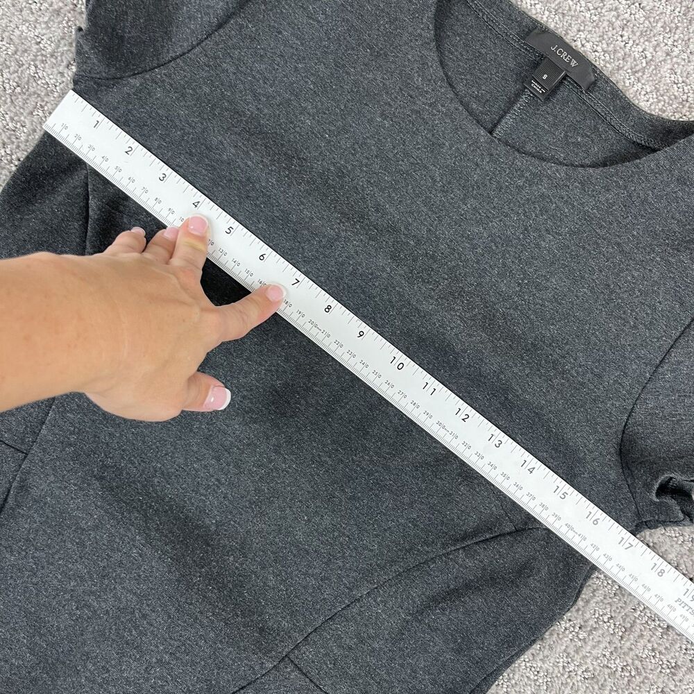 J Crew Shirt Womens Small Gray Peplum Short Sleeve Stretch Casual Top Chic - Picture 3 of 8